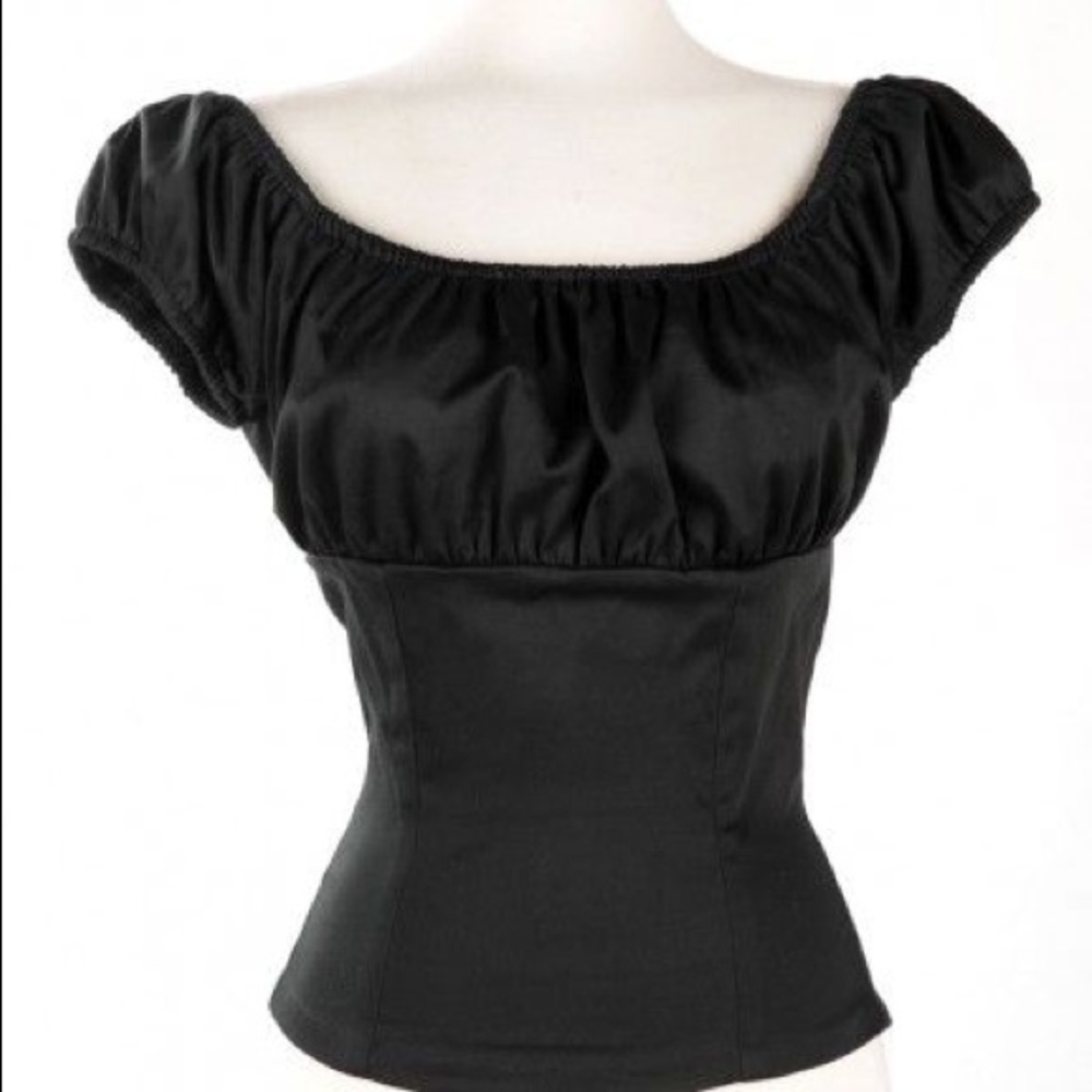 PINUP GIRL CLOTHING/PUG Black Peasant top 3X
